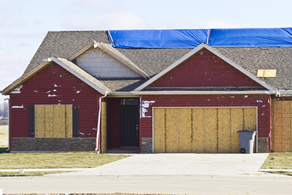 tarped roof