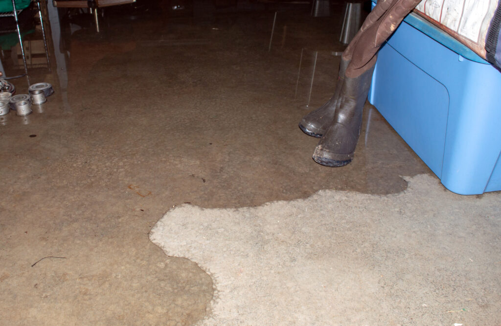 flood water creeping on cement floor