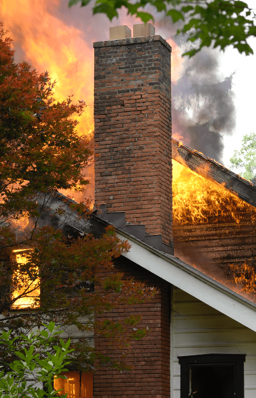 brick house on fire